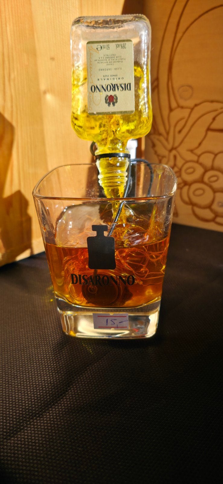 Te koop:Disaronno glas met origineel.., Verzamelen, Ophalen of Verzenden, Nieuw, Overige typen