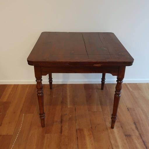 Eettafel met la 1930 origineel uitschuif 83 tot 142 cm, Ophalen