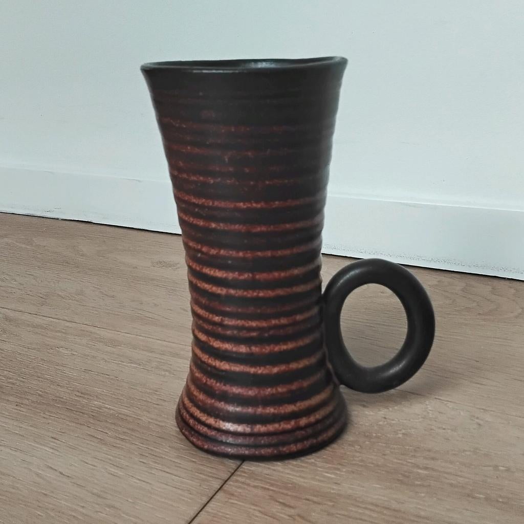 Vintage vaasje studio keramiek uit de jaren 60 of 70, Gebruikt, Overige kleuren, Aardewerk of Porselein, Ophalen of Verzenden