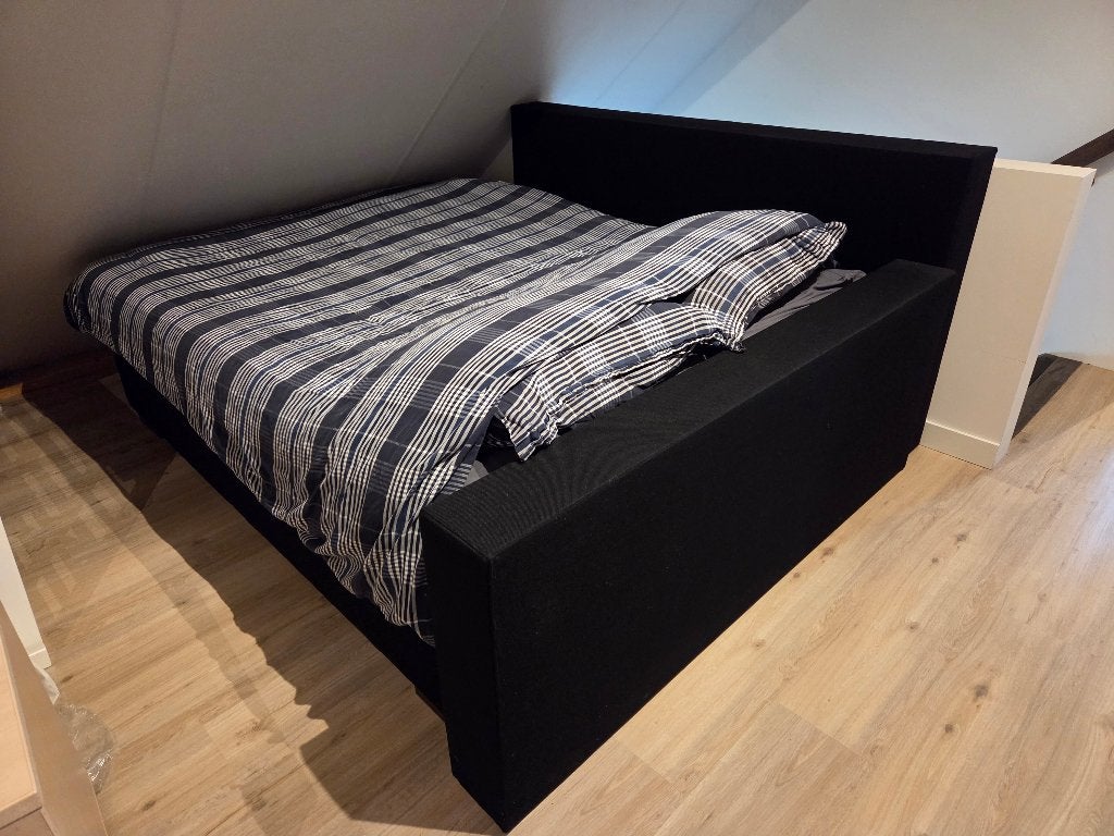 Boxspring, Huis en Inrichting, Slaapkamer | Boxsprings, Ophalen, Gebruikt, Zwart, Tweepersoons