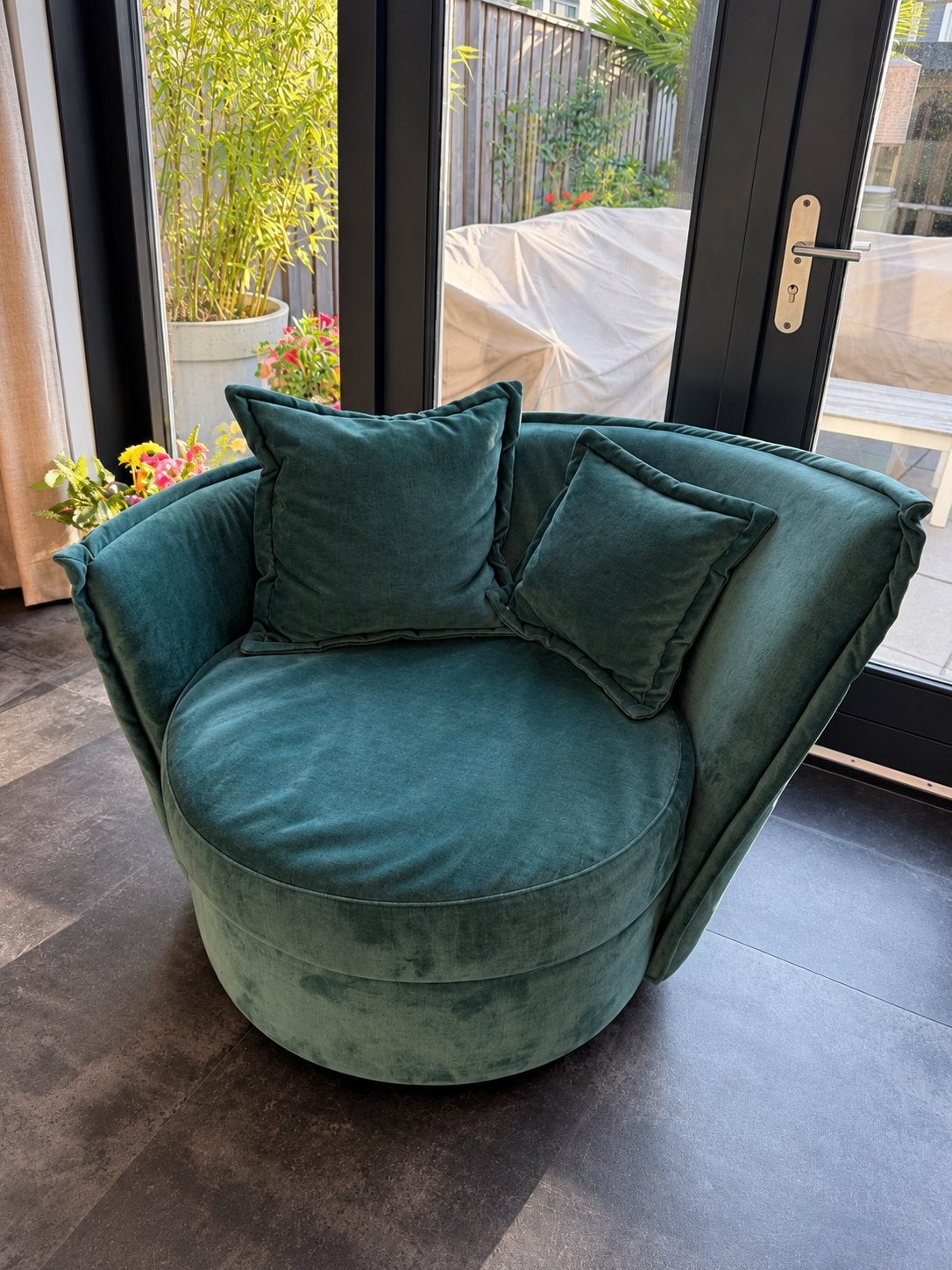Groene draai fauteuil in goede staat, Huis en Inrichting, Ophalen, Zo goed als nieuw, 75 tot 100 cm