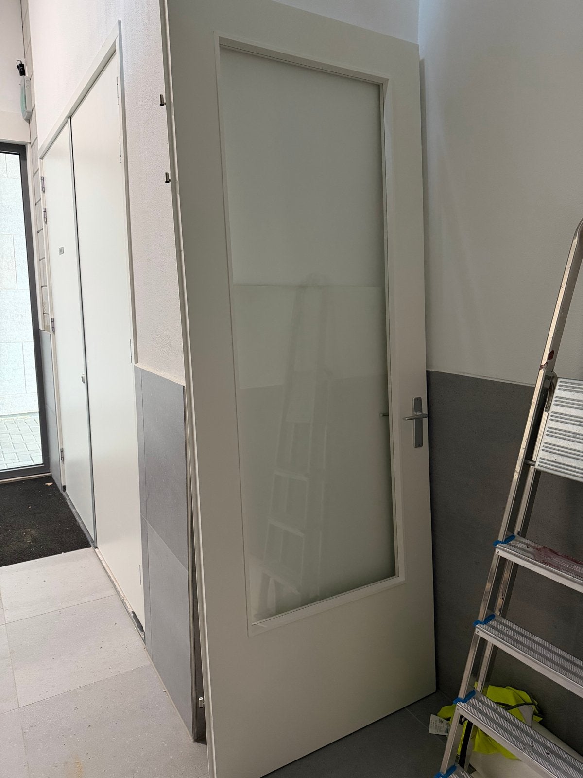 Svedex binnendeur met glas en deurbeslag, 263 cm hoog, Ophalen, Gebruikt, 80 tot 100 cm, 215 cm of meer