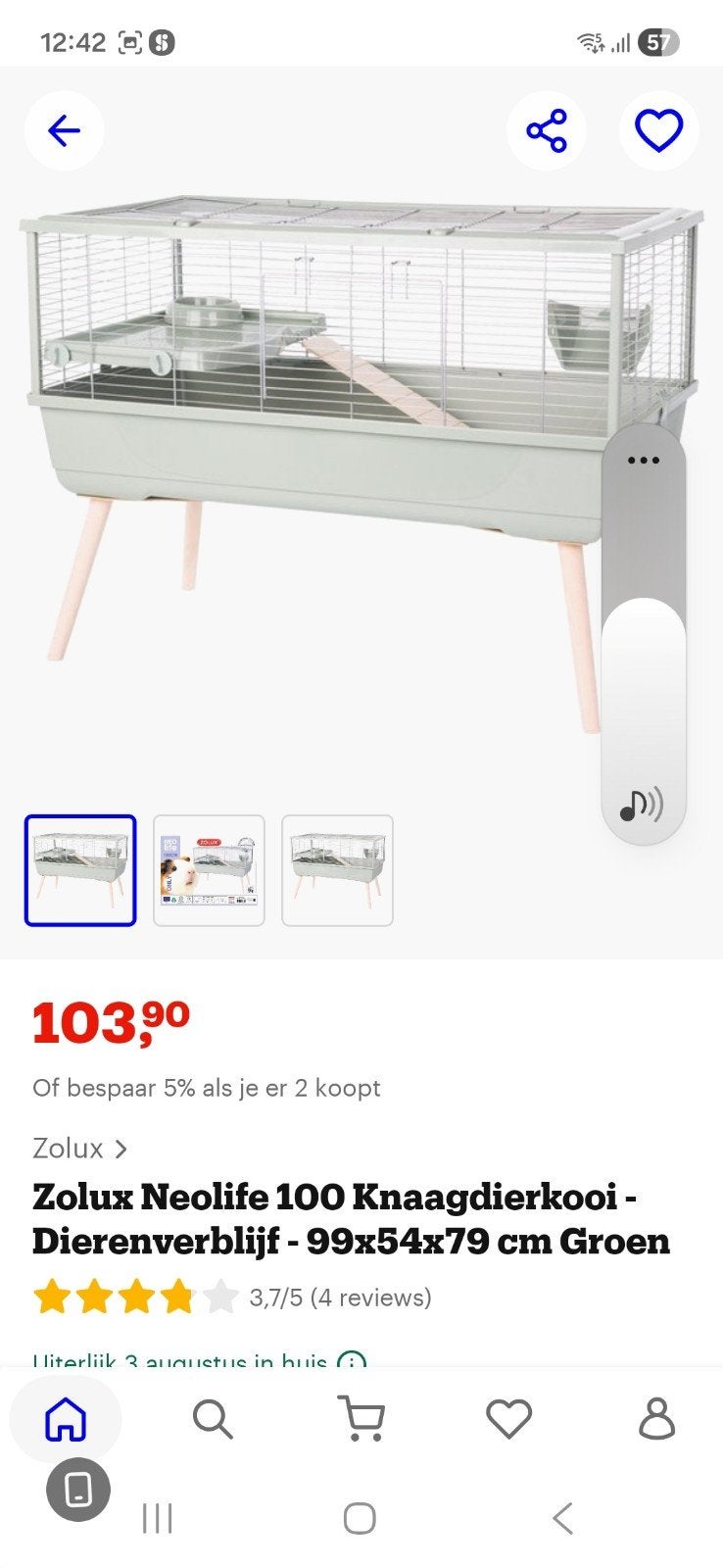 knaagdieren kooi, Kooi, Konijn, 75 tot 110 cm, Ophalen