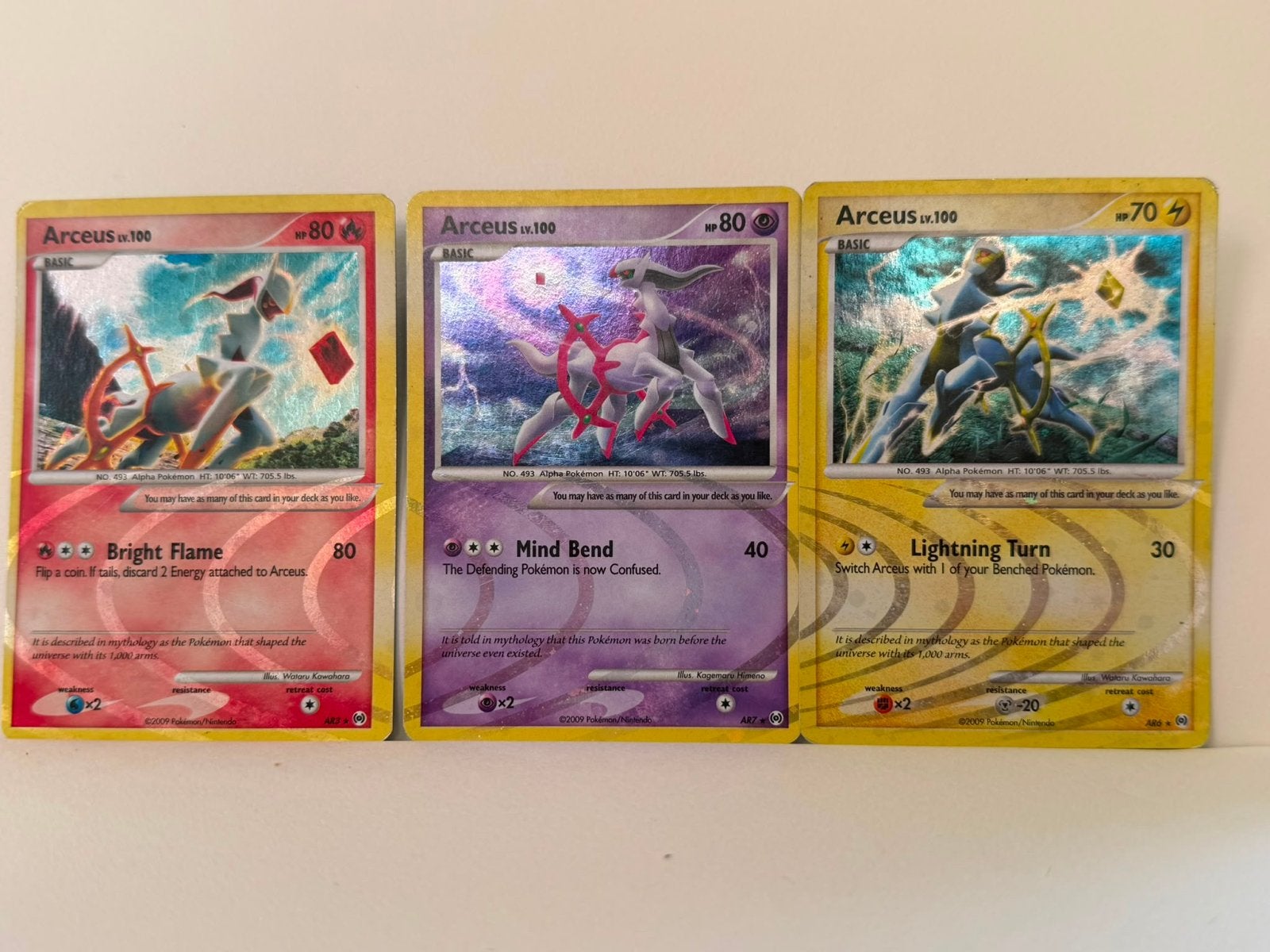 Pokémon Arceus Kaarten (2009) - Set van 5 (holo), Ophalen of Verzenden, Gebruikt, Meerdere kaarten, Foil