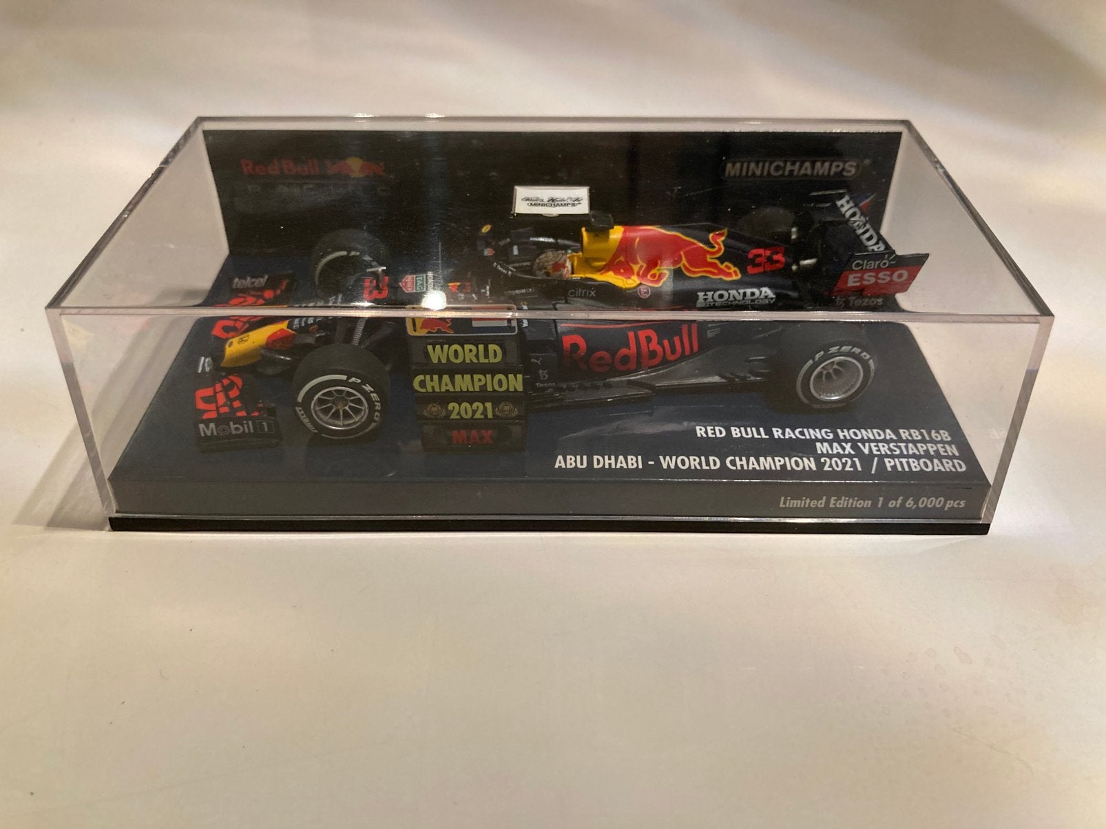 Max Verstappen rb16b Abu Dhabi world champignon 2021 1/43, Ophalen of Verzenden, Nieuw, Formule 1