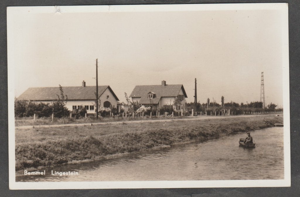 bemmel lingestein  met man in bootje, Verzenden, 1940 tot 1960, Gelopen, Gelderland