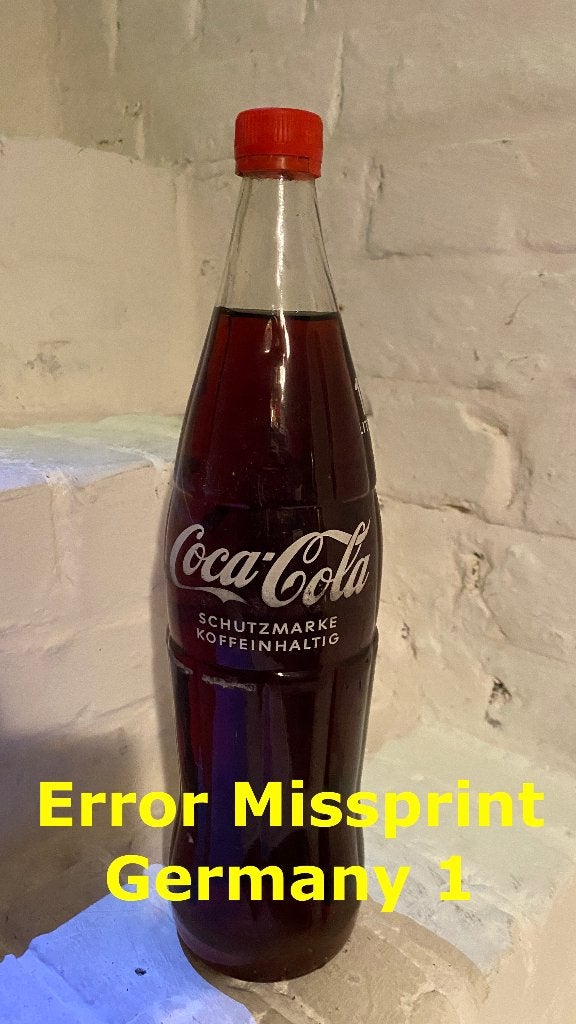 Oude Duitse Coca-Cola fles 1 liter uit jaren 60's Misdruk, Verzamelen, Merken en Reclamevoorwerpen, Verzenden, Nieuw