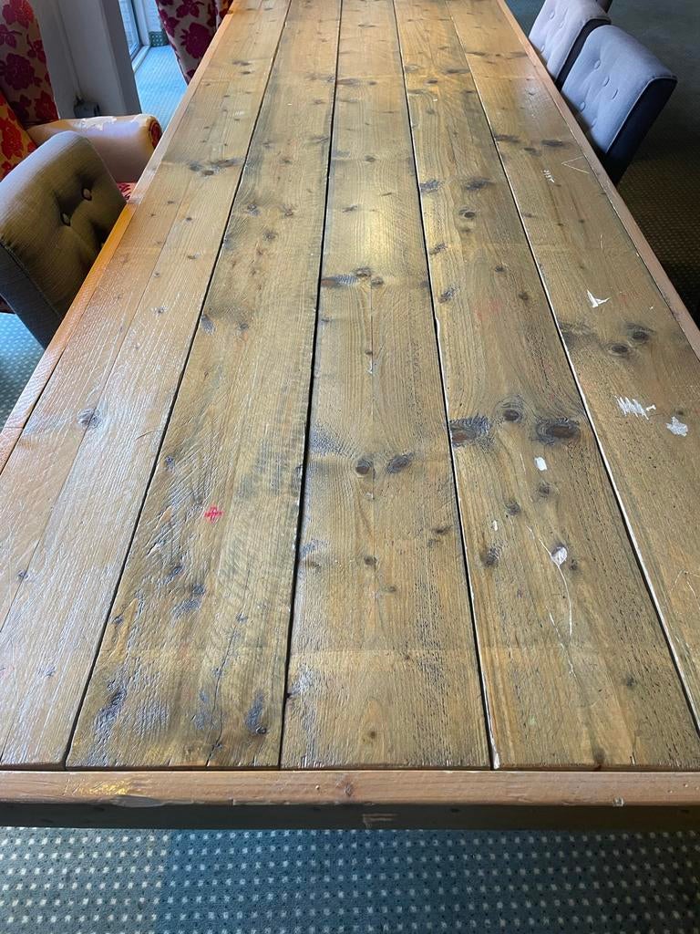 Steigerhouten tafel - Gebruikt, schuurpapiertje nodig, Gebruikt, 100 tot 150 cm, 200 cm of meer, Ophalen of Verzenden