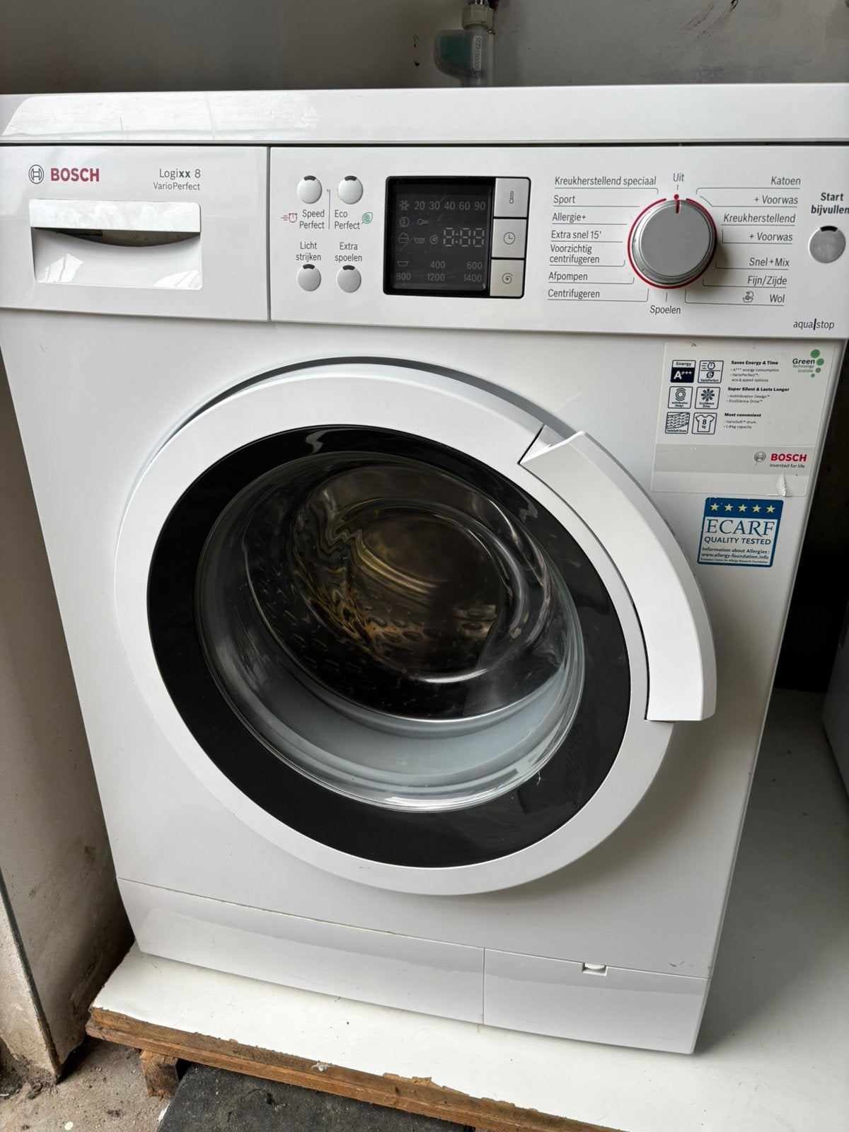 Bosch wasmachine logixx 8 A+++, Ophalen of Verzenden, 1200 tot 1600 toeren, Minder dan 85 cm