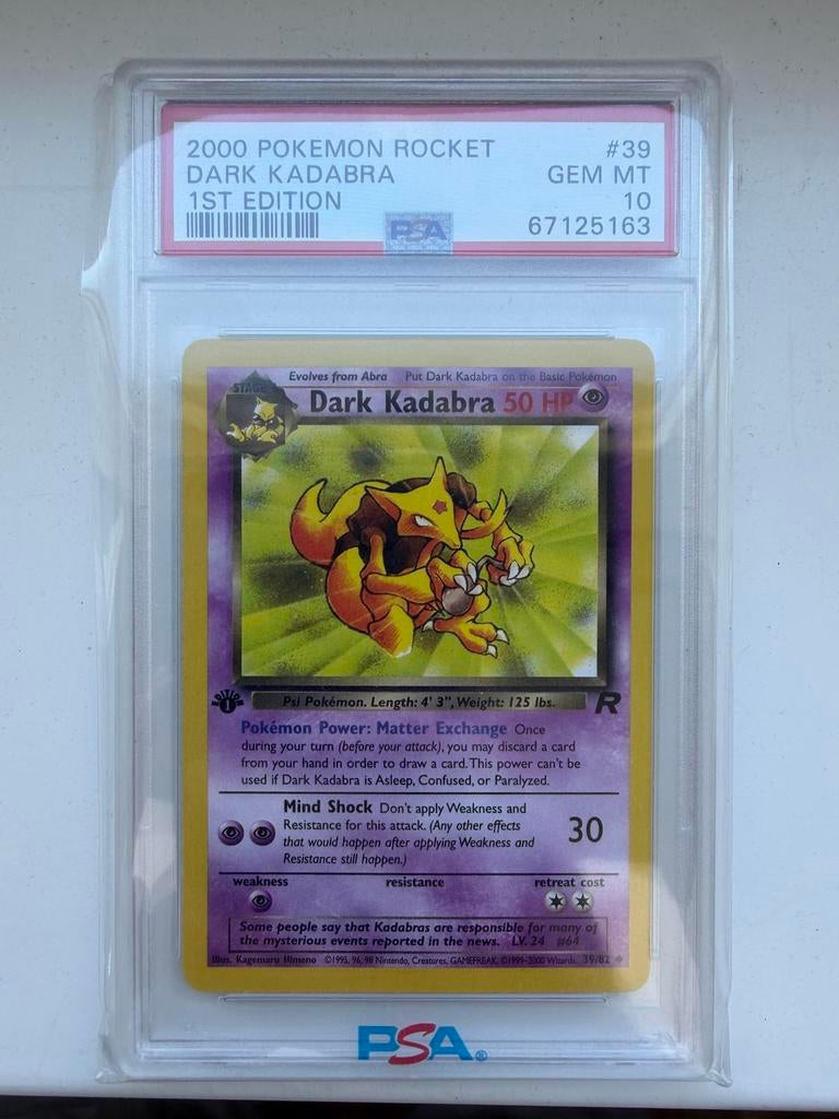 Dark Kadabra 1st Edition PSA 10 Engels Banned Kaart, Ophalen of Verzenden, Nieuw, Losse kaart