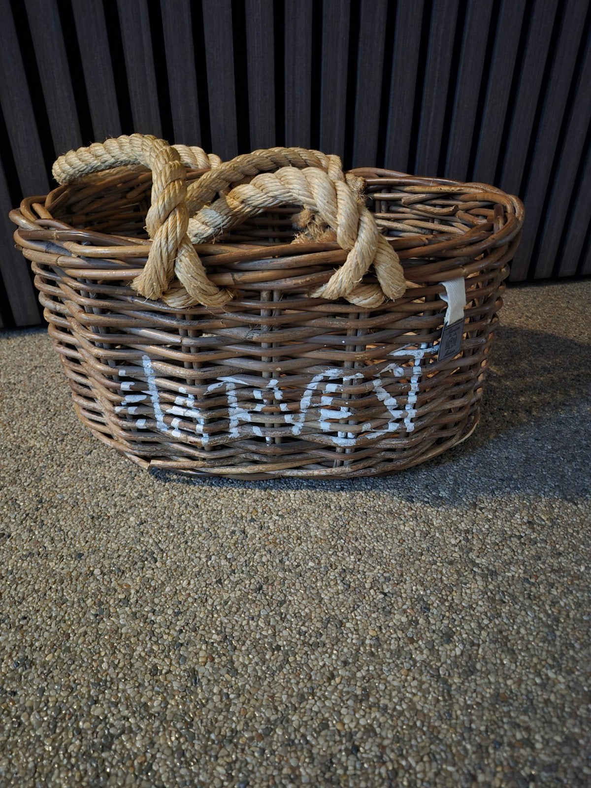 Riviera Maison Harvest mand met touw handvatten, Gebruikt, Mand, Ophalen of Verzenden, Riet