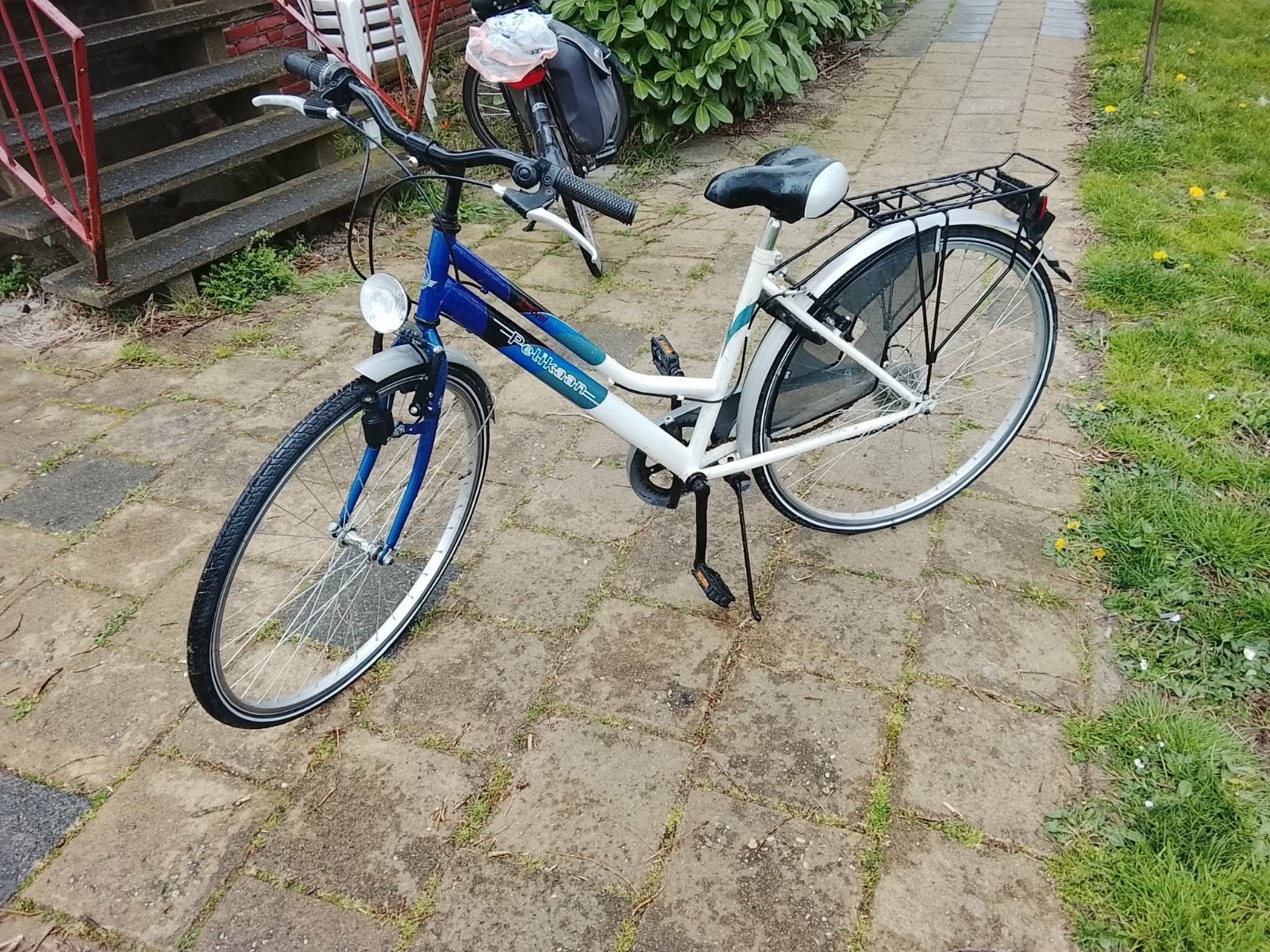 Pelikaan Damesfiets - Wit/Blauw, Gebruikt, Overige merken, Velgrem, Versnellingen, Ophalen of Verzenden