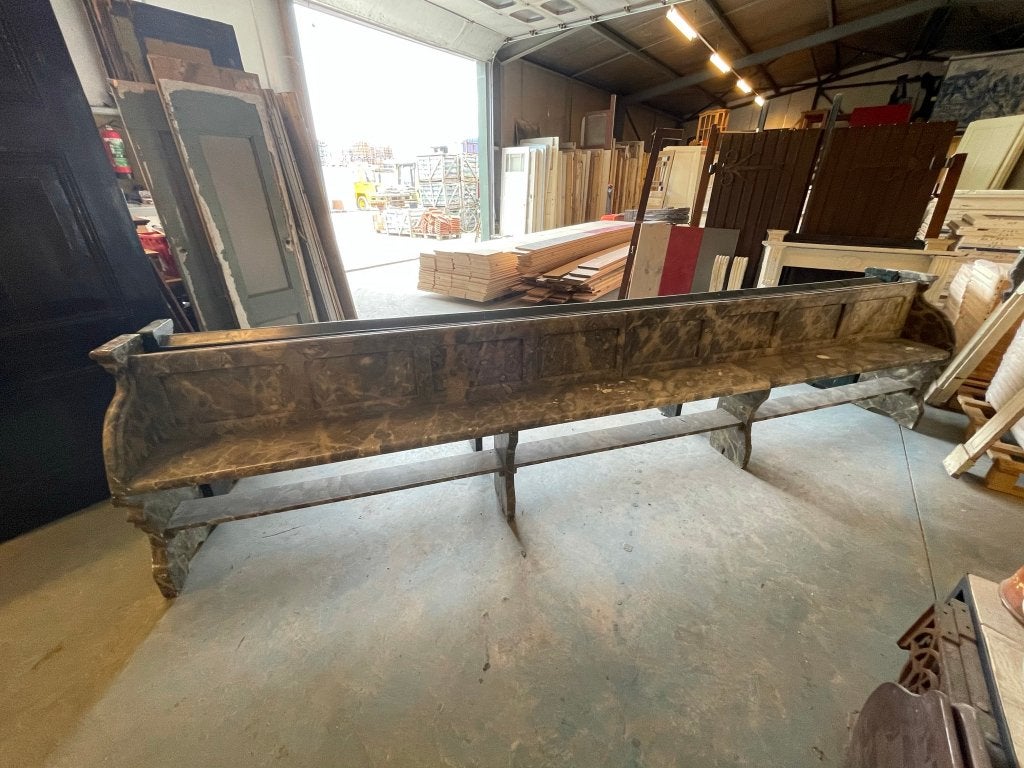 2 stuks antieke houten kerkbank 380x90x40cm., Antiek en Kunst, Ophalen