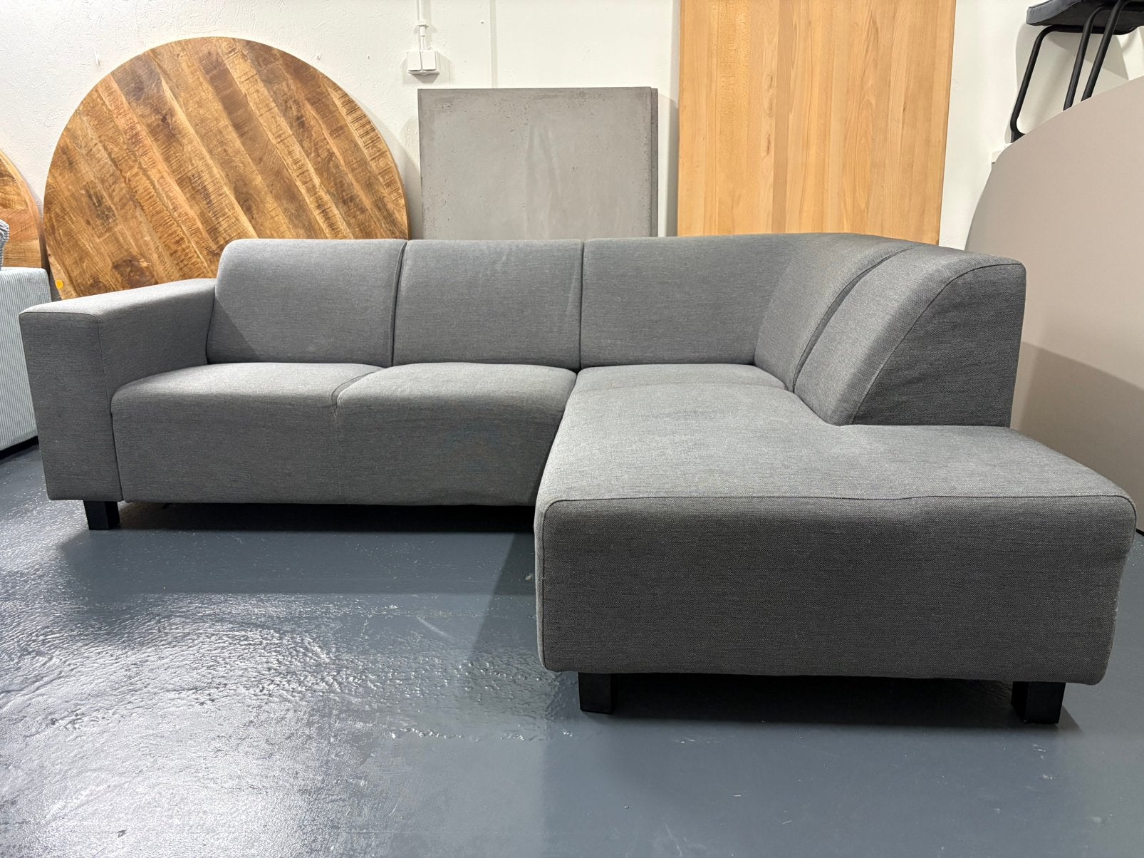Grijze Hoekbank, Ophalen, Zo goed als nieuw, 150 cm of meer, Vierpersoons of meer