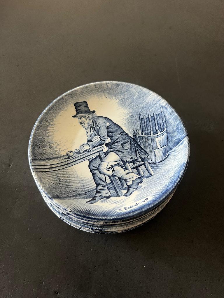 6x Originele vintage Boch wandbordjes Delfts blauw, Antiek en Kunst, Antiek | Keramiek en Aardewerk, Ophalen of Verzenden