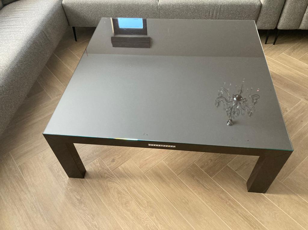 Salontafel met Swarovski stenen, Huis en Inrichting, Tafels | Salontafels, Ophalen, Gebruikt, Vierkant, Hoogglans bruin
