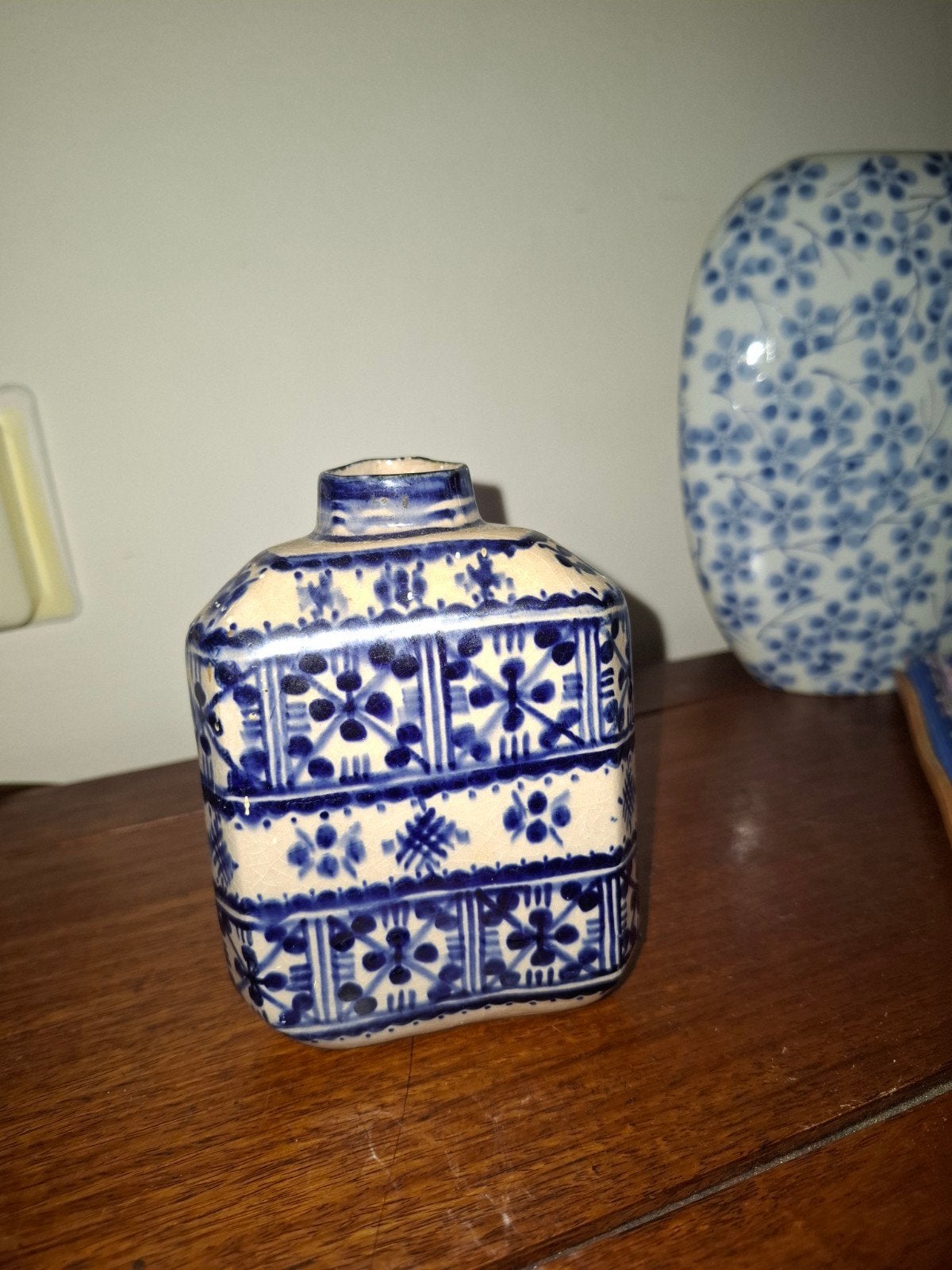 Handgemaakte Fassi  Aardewerk Vaas(FES)12 cm  kobaltblauw, Ophalen