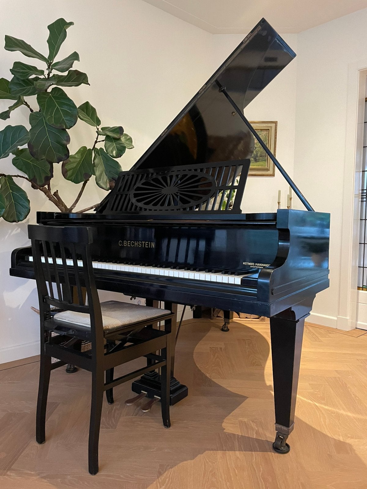 Bechstein vleugel uit 1929, 180cm, Ophalen, Gebruikt, Zwart, Hoogglans