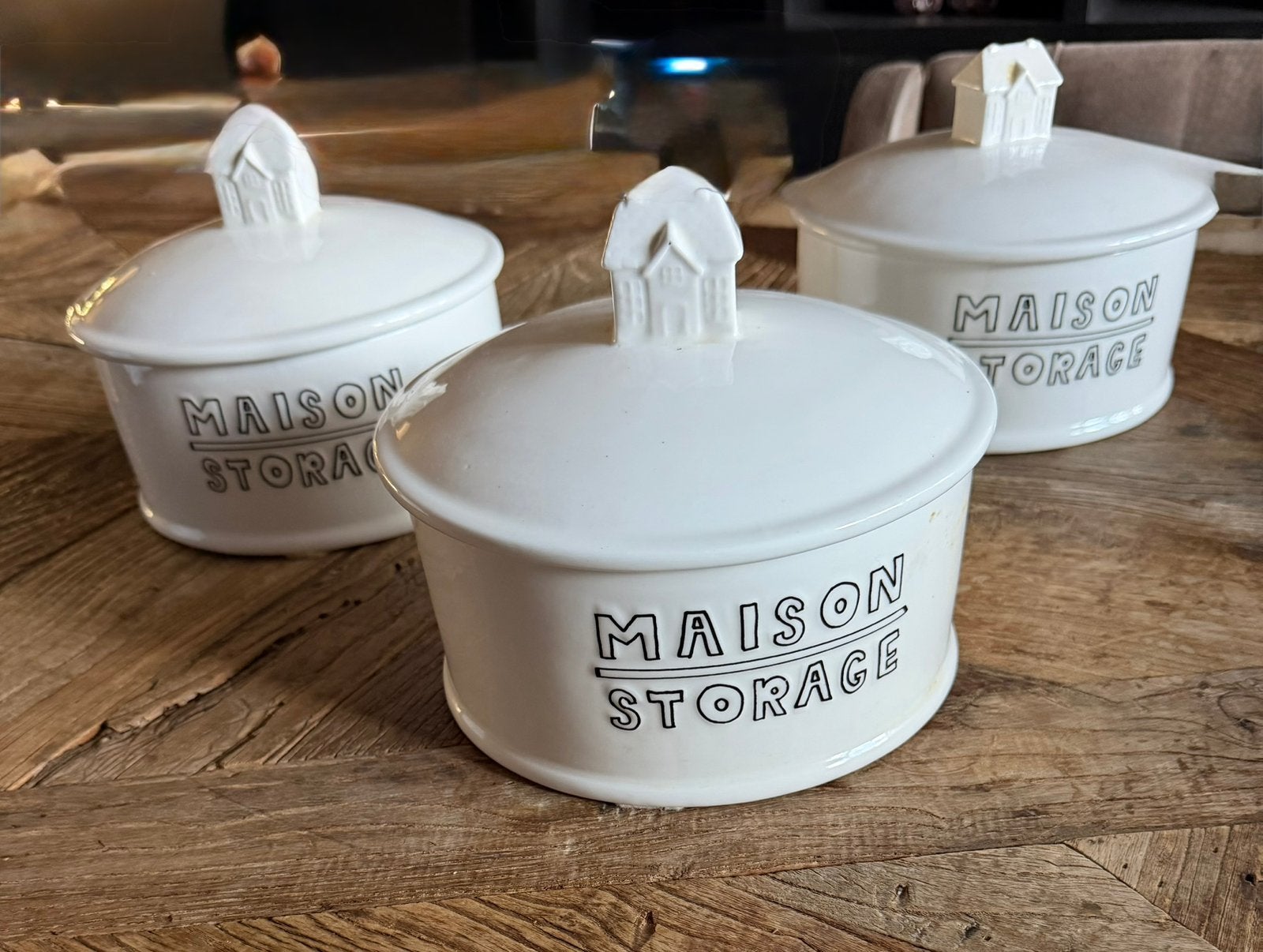3 Grote Riviera Maison Storage Potten, Ophalen of Verzenden, Zo goed als nieuw, Overige stijlen, Overige typen