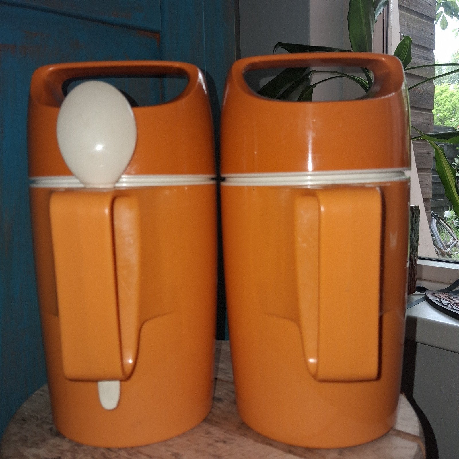 2x Vintage Dr. Zimmermann Thermoskan - Oranje (2 stuks), Verzenden, Zo goed als nieuw, Oranje, Lekvrij