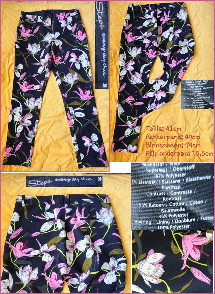 STEPS zwarte gebloemde broek maat 38 nieuw, Kleding | Dames, Broeken en Pantalons, Maat 38/40 (M), Meerkleurig, Nieuw, Ophalen of Verzenden