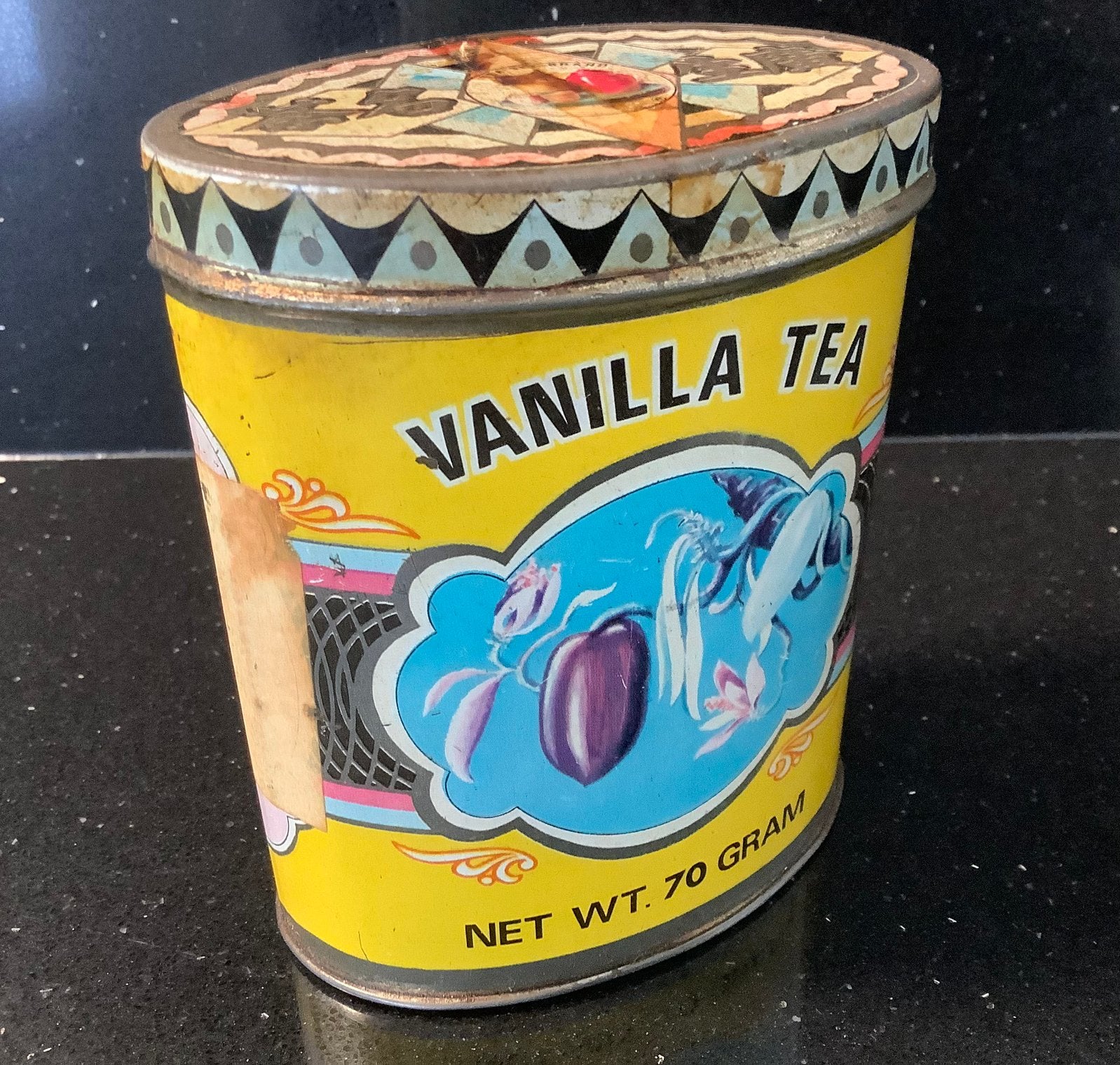 Oud theeblikje, Ophalen of Verzenden, Gebruikt, Thee
