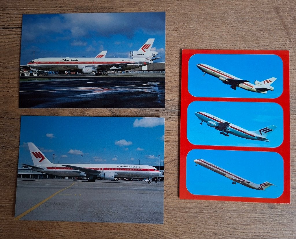 Martinair Vliegtuig Ansichtkaarten Collectie (3 stuks), Ophalen of Verzenden, Zo goed als nieuw, Kaart, Foto of Prent
