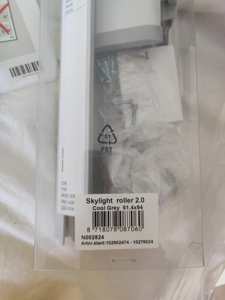 Velux Rolgordijn Skylight Roller 2.0 Cool Grey 61.4x94, Nieuw, Minder dan 100 cm, 50 tot 100 cm, Ophalen of Verzenden