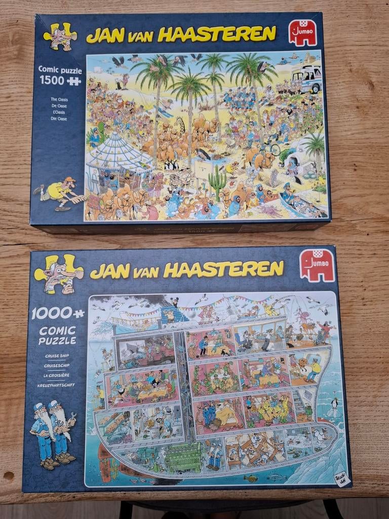 Jan van Haasteren puzzels: Oase & Cruiseschip, Ophalen of Verzenden, 500 t/m 1500 stukjes, Zo goed als nieuw