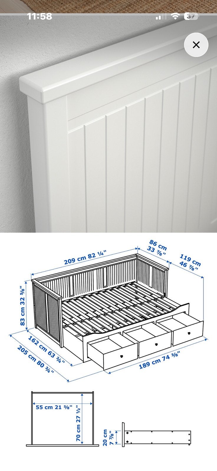 Gratis ikea bed., Ophalen, Eenpersoons, Wit, Zo goed als nieuw