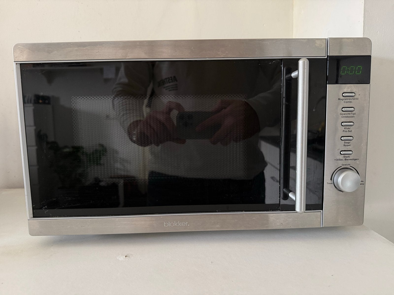 Blokker Magnetron met Grill - Zilver, Combimagnetron, Gebruikt, Grill, Ophalen of Verzenden