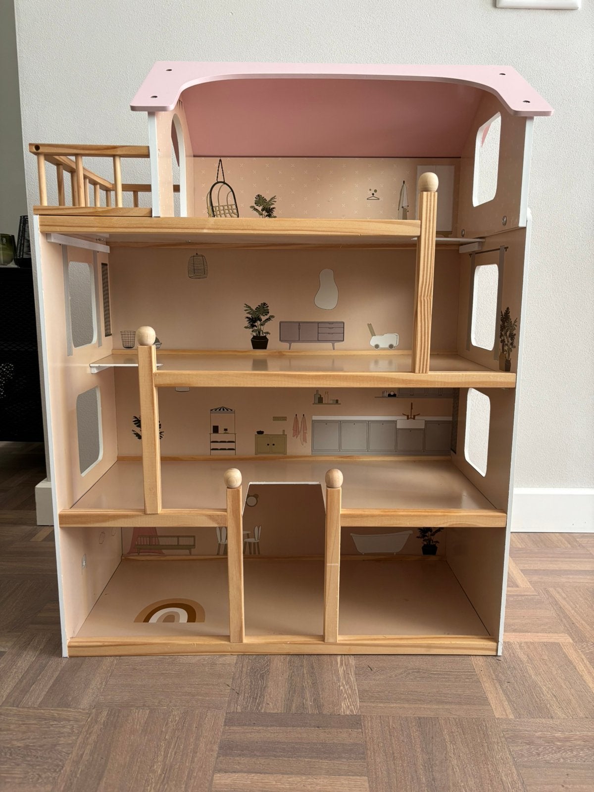 Houten poppenhuis van Petit Amelie, Kinderen en Baby's, Ophalen, Zo goed als nieuw, Poppenhuis