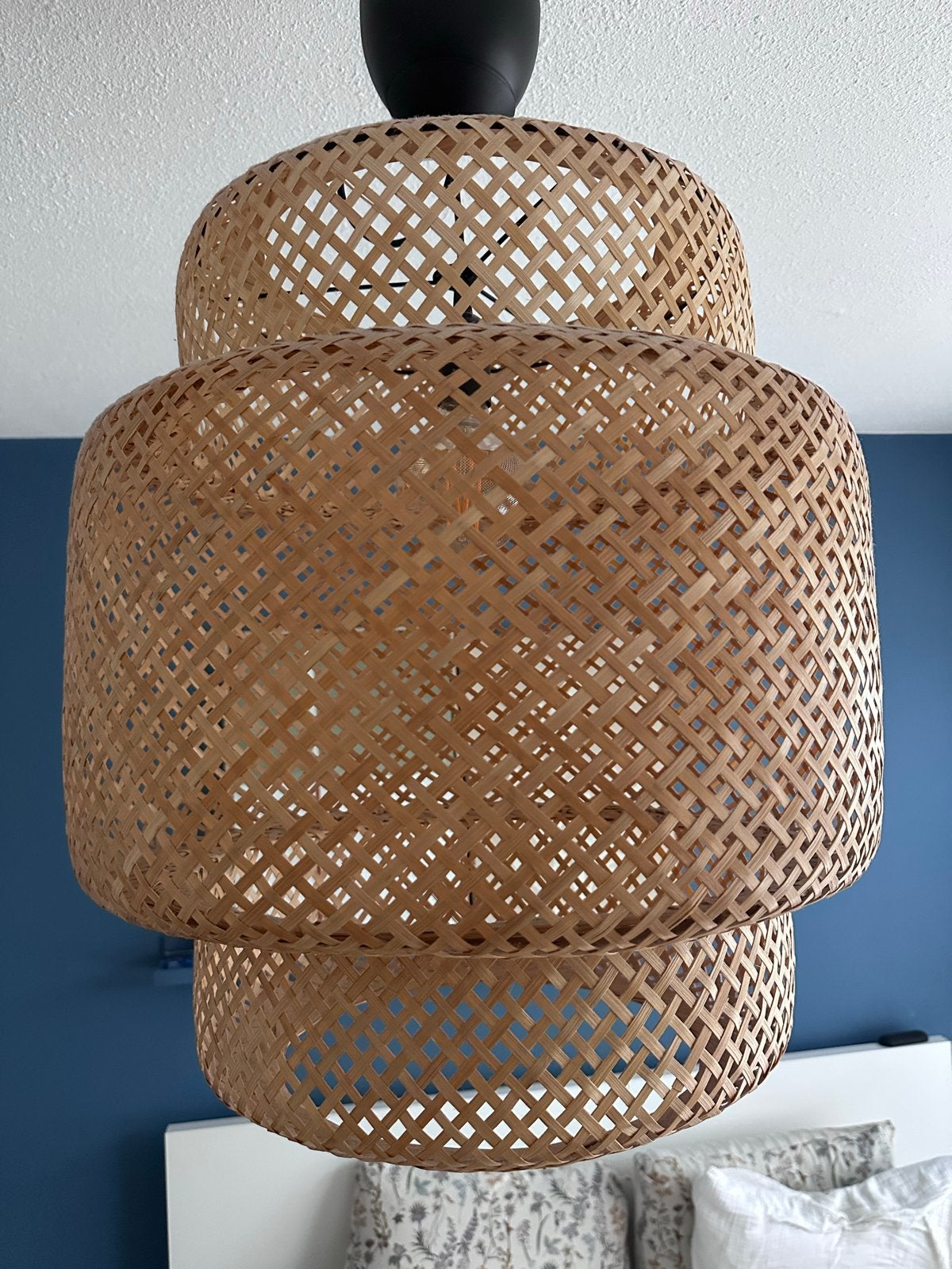 Stijlvolle bamboe hanglamp - Natuurlijke sfeer, Ophalen, Zo goed als nieuw, Natuurlijk materiaal, E27 (groot)
