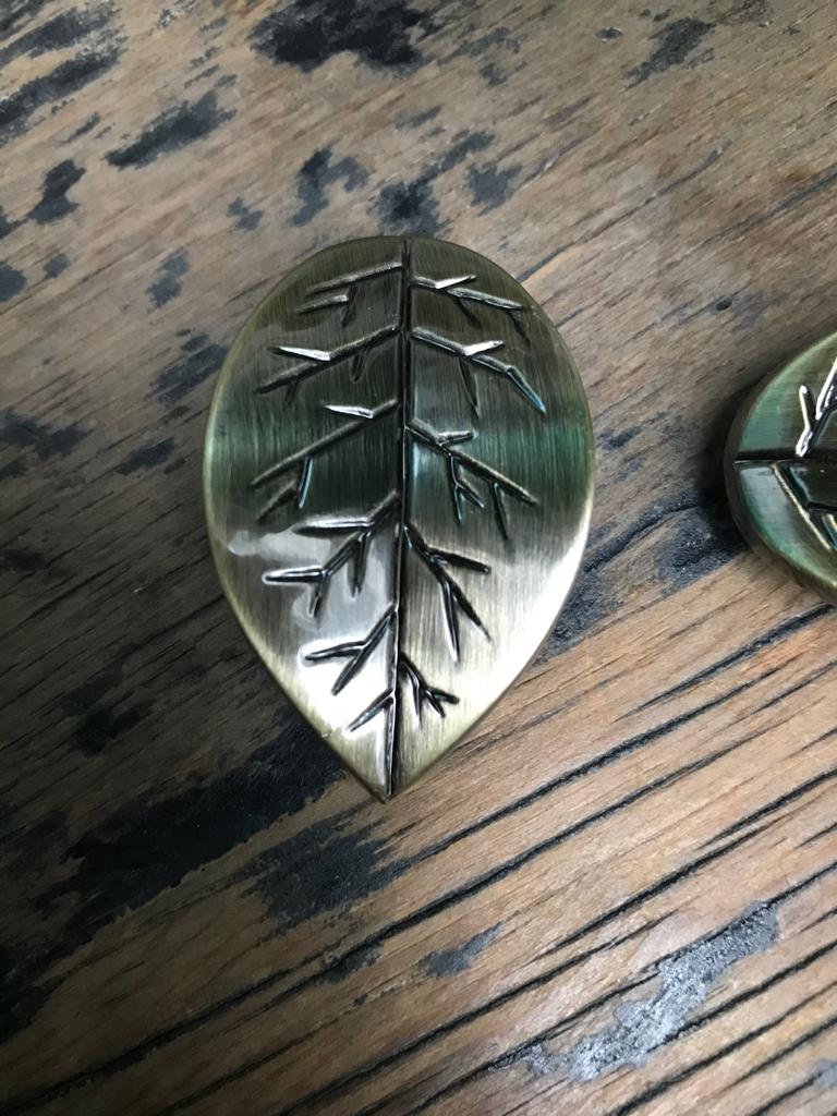 Deurknop handvat ladeknop blaadje licht oud Brons blad, Verburgt Vintage, Brocante, Meerkleurig, Nieuw