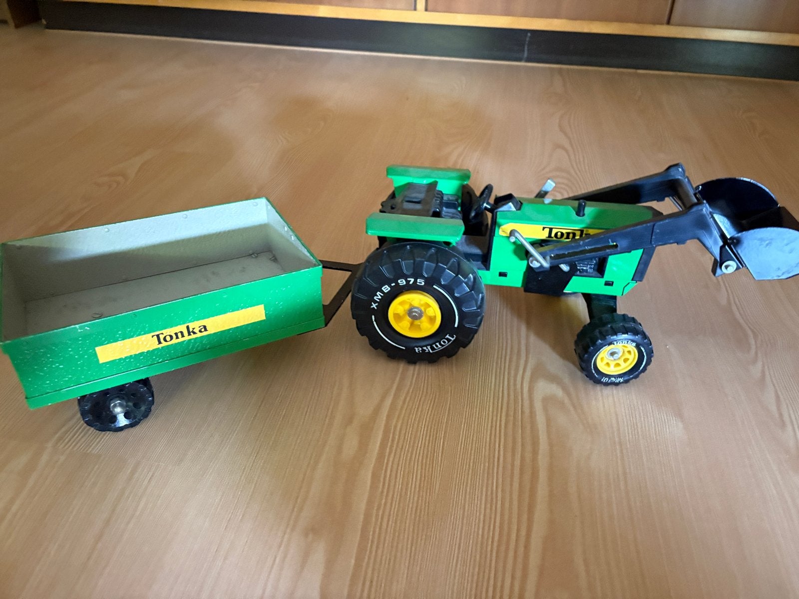 Tonka Tractor met aanhanger en voorlader - Vintage Speelgoed, Ophalen of Verzenden, Gebruikt