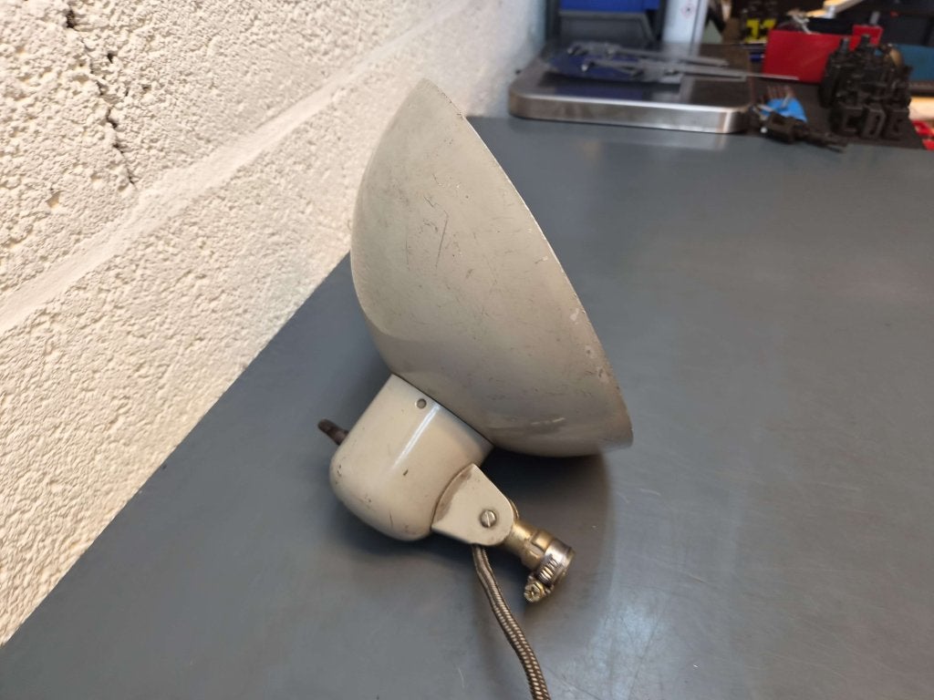 SIS architektenlamp / machinelamp 22cm met schakelaar op kap, Gebruikt, Grijs, Industrieel, Niet ingevuld