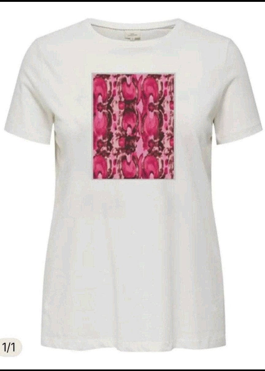 Wit shirt Carnew met print van Only Carmakoma Maat 54, O, O, Nieuw, Only Carmakoma