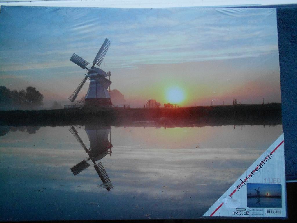 indoor canvas met 1 led lichtje molen, Ophalen, 30 cm, Met verlichting, 40 cm