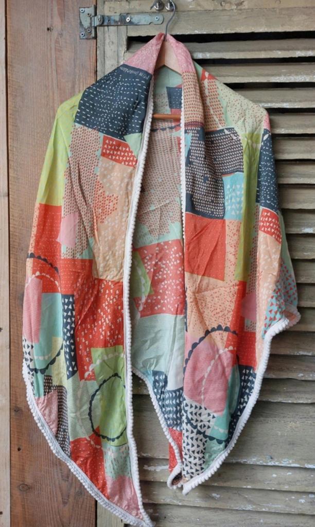 Kleurrijke POM Amsterdam Patchwork Sjaal, ., Ophalen of Verzenden, Zo goed als nieuw, .