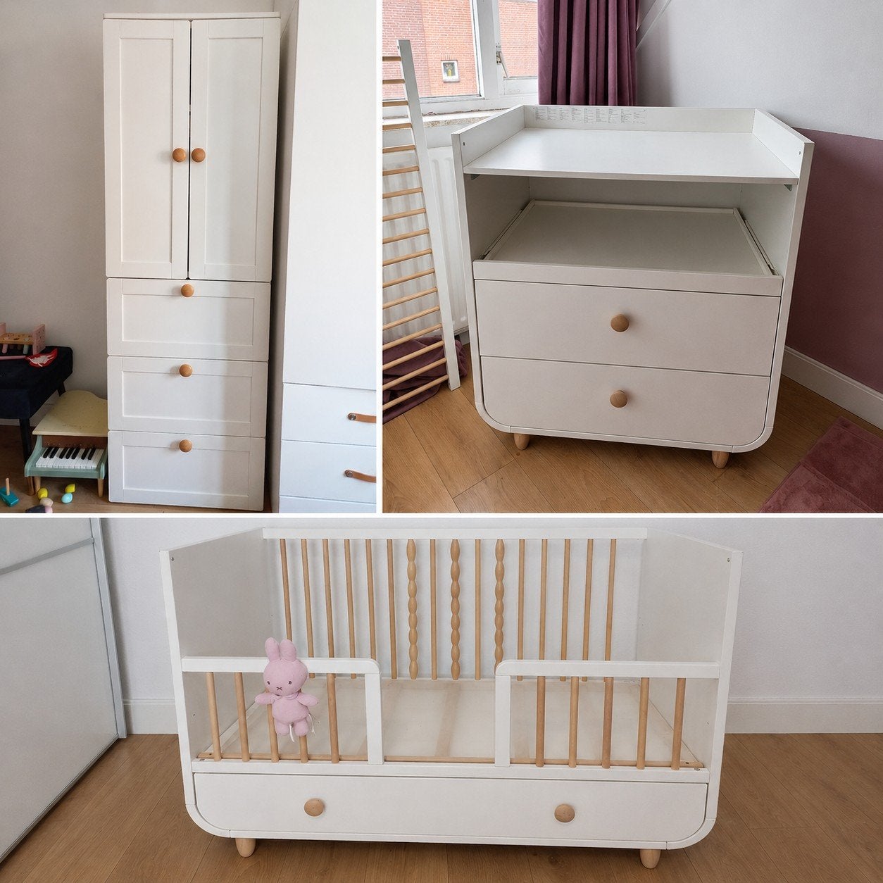 Complete babykamer set: Kast, Commode, Peuterbed + Matras, Kinderen en Baby's, Kinderkamer | Complete kinderkamers, Ophalen, Zo goed als nieuw
