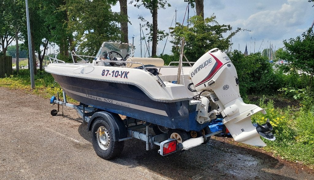 Uttern S52 Exclusive met 90 pk Evinrude Etec, Overige merken, Gebruikt, Elektrische start, 5 m