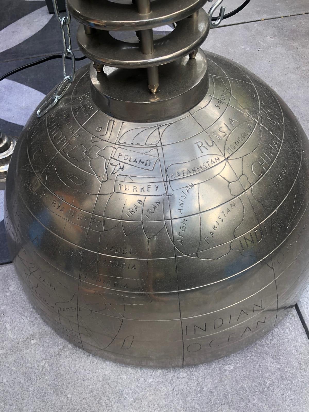 Unieke wereldbol hanglamp - Antiek messing look, Ophalen