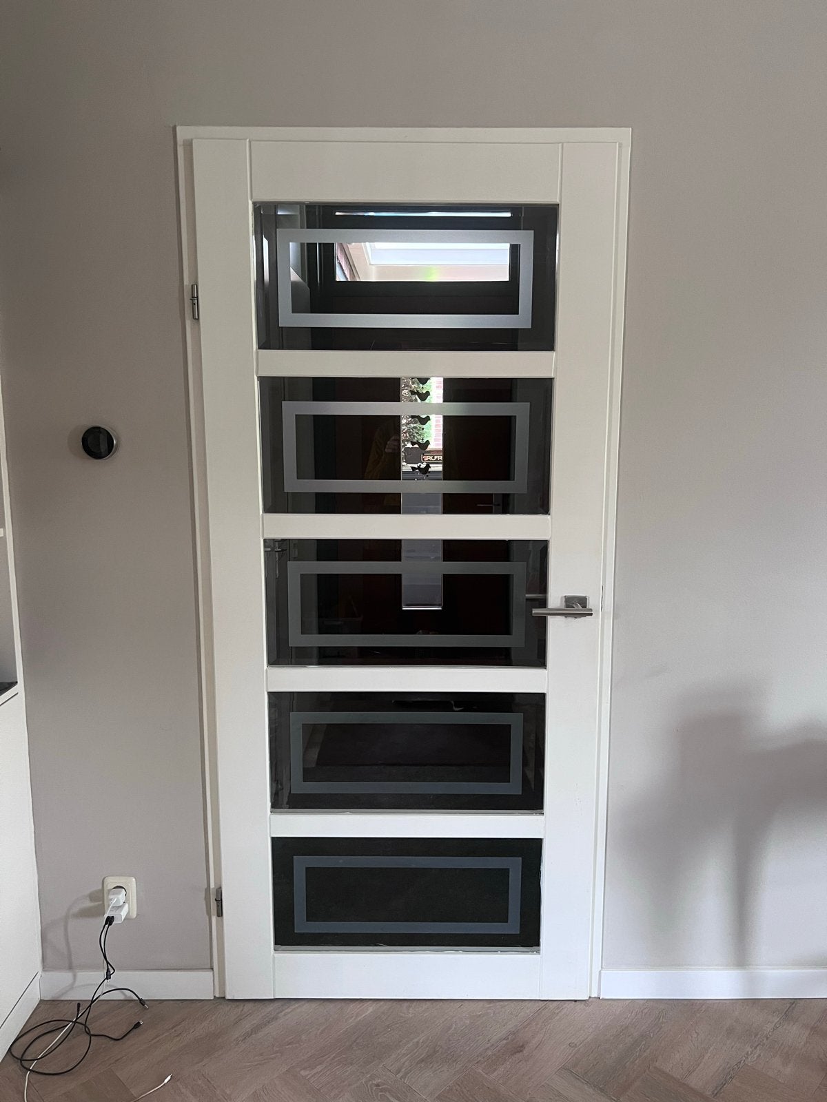 Moderne 2 binnendeuren met glaspanelen, Ophalen, 80 tot 100 cm, Binnendeur, Zo goed als nieuw