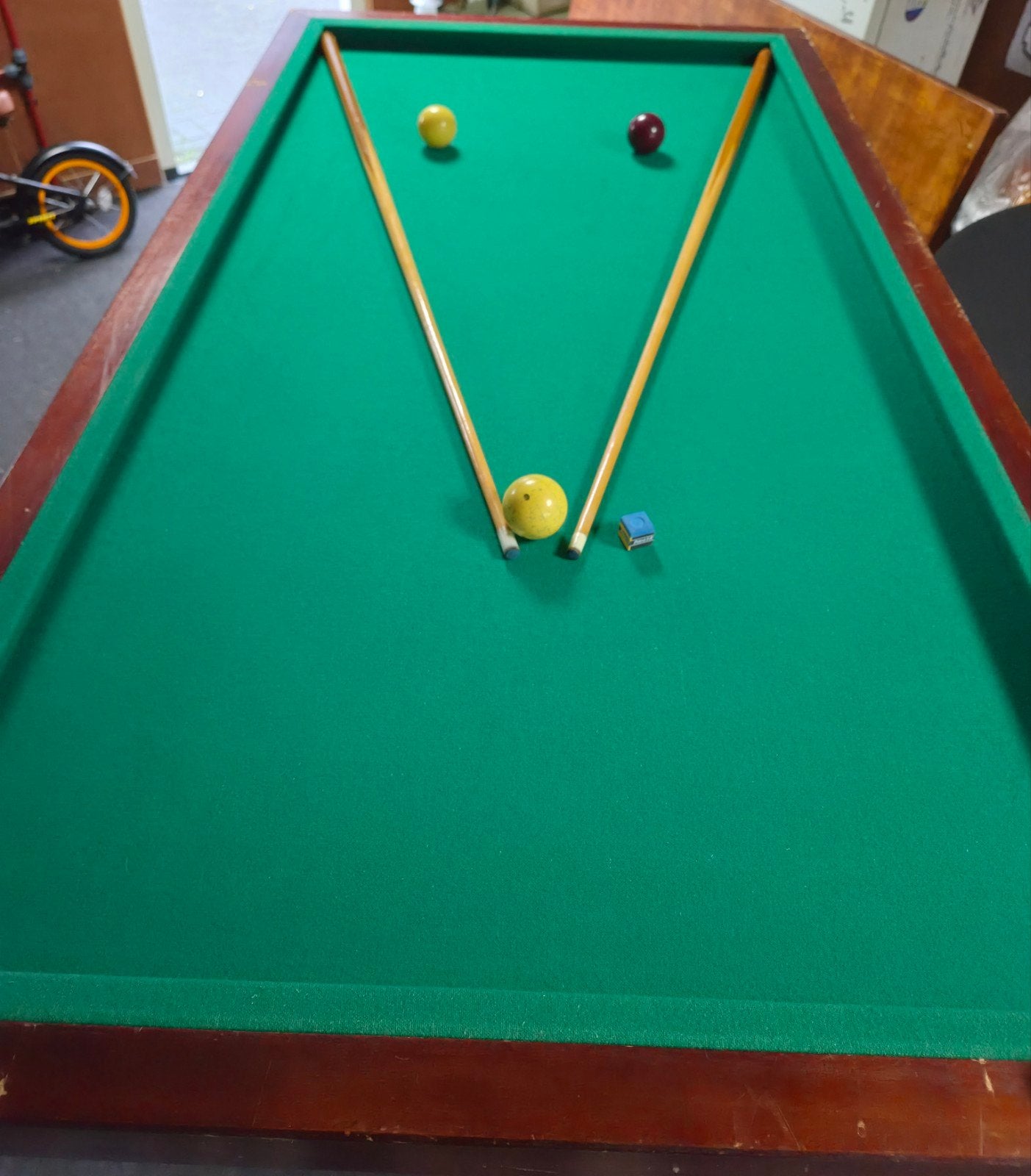 Tafelbiljart incl deksel + 2 keu's + 12 krijtjes + 3 ballen, Ophalen of Verzenden, Gebruikt, Biljarttafel