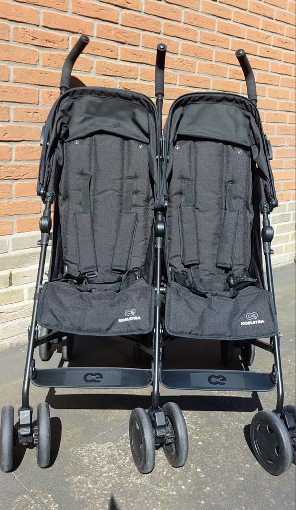 Koelstra Simba Twin Buggy - Zwart Duowagen, Kinderen en Baby's, Ophalen of Verzenden, Gebruikt, Koelstra, Verstelbare rugleuning
