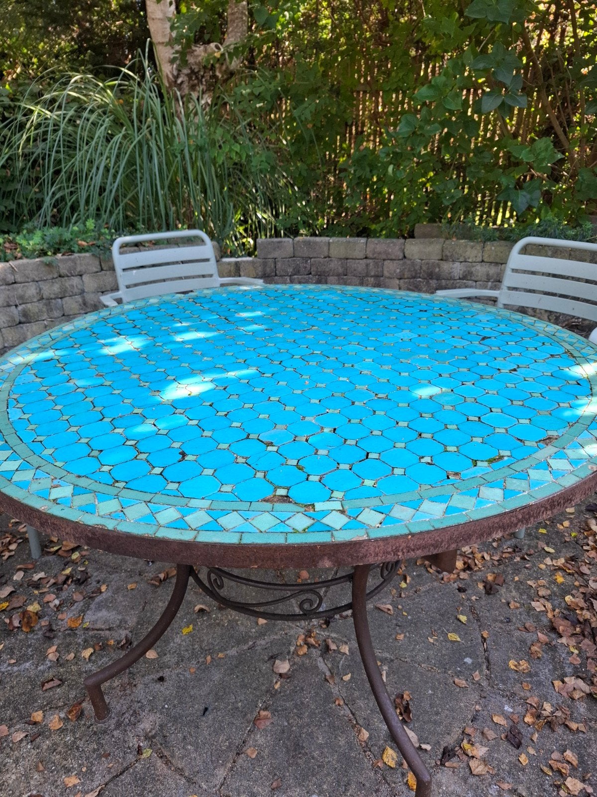 Marokkaanse mozaïek tuintafel - 140 cm diameter, Tuin en Terras, Ophalen, Gebruikt, Rond, Overige materialen