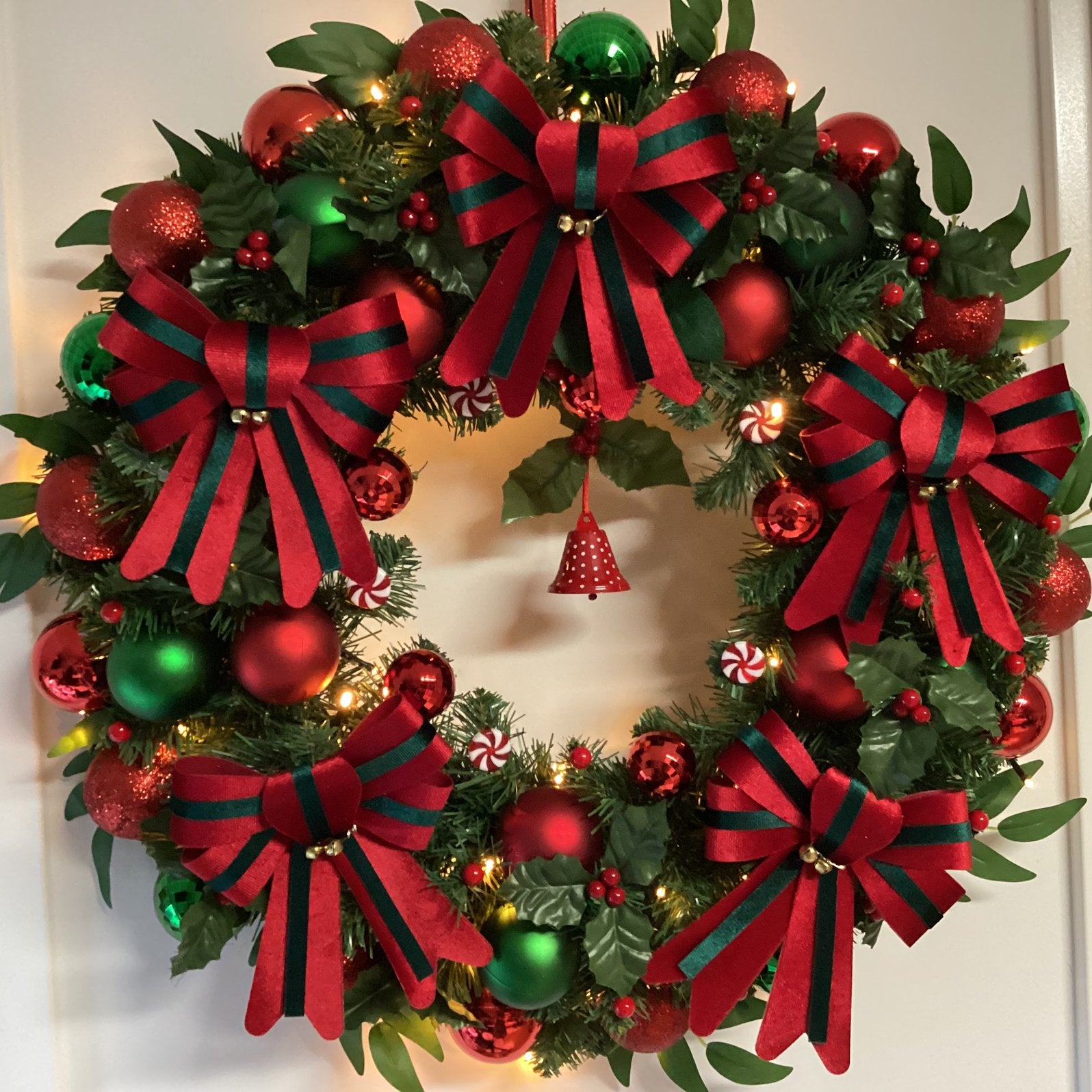 Prachtige grote kerstkrans met verlichting 65 cm, Ophalen of Verzenden, Zo goed als nieuw