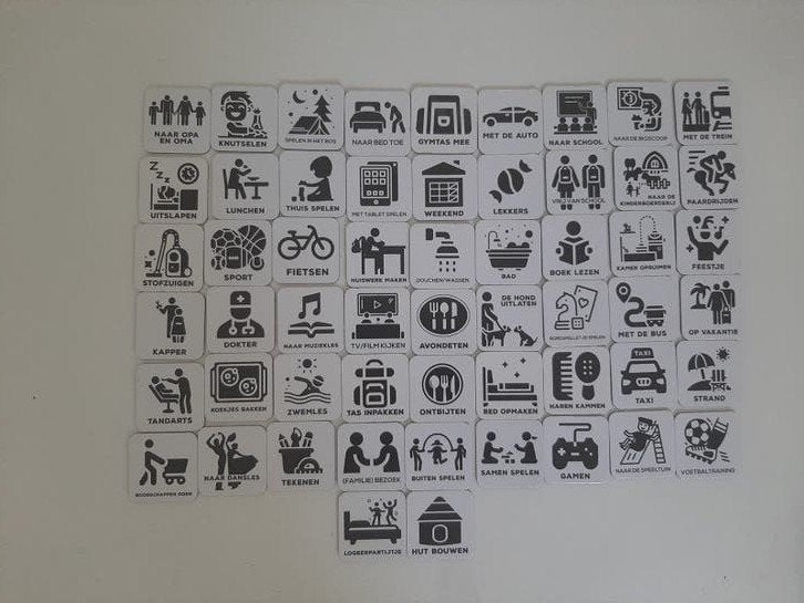 Pictogrammen voor dagplanning in blikje, Ophalen of Verzenden, Zo goed als nieuw