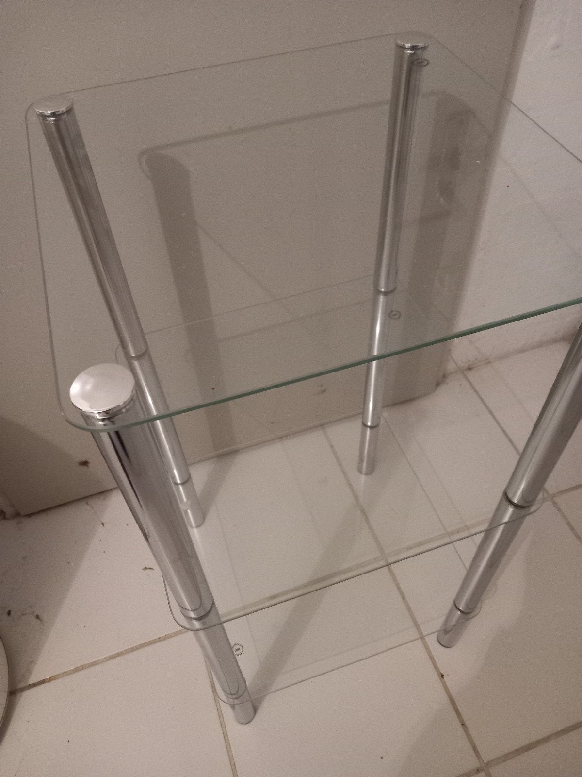 bijzettafel  tafel etagere glas chroom, Ophalen, Vierkant, 60 cm of meer, Modern design