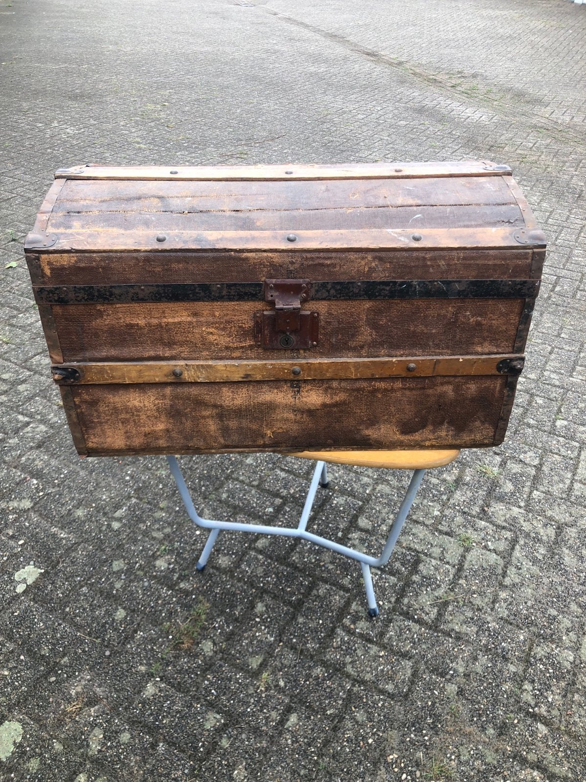 Vintage hutkoffer - 48x80x45cm, Huis en Inrichting, Woonaccessoires | Kisten, Ophalen, Overige materialen, Gebruikt, Minder dan 50 cm